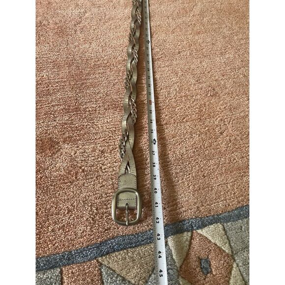 Fossil Silver Metallic Braided Leather Belt Women’s M 42” Rustic Boho Style - Picture 5 of 6